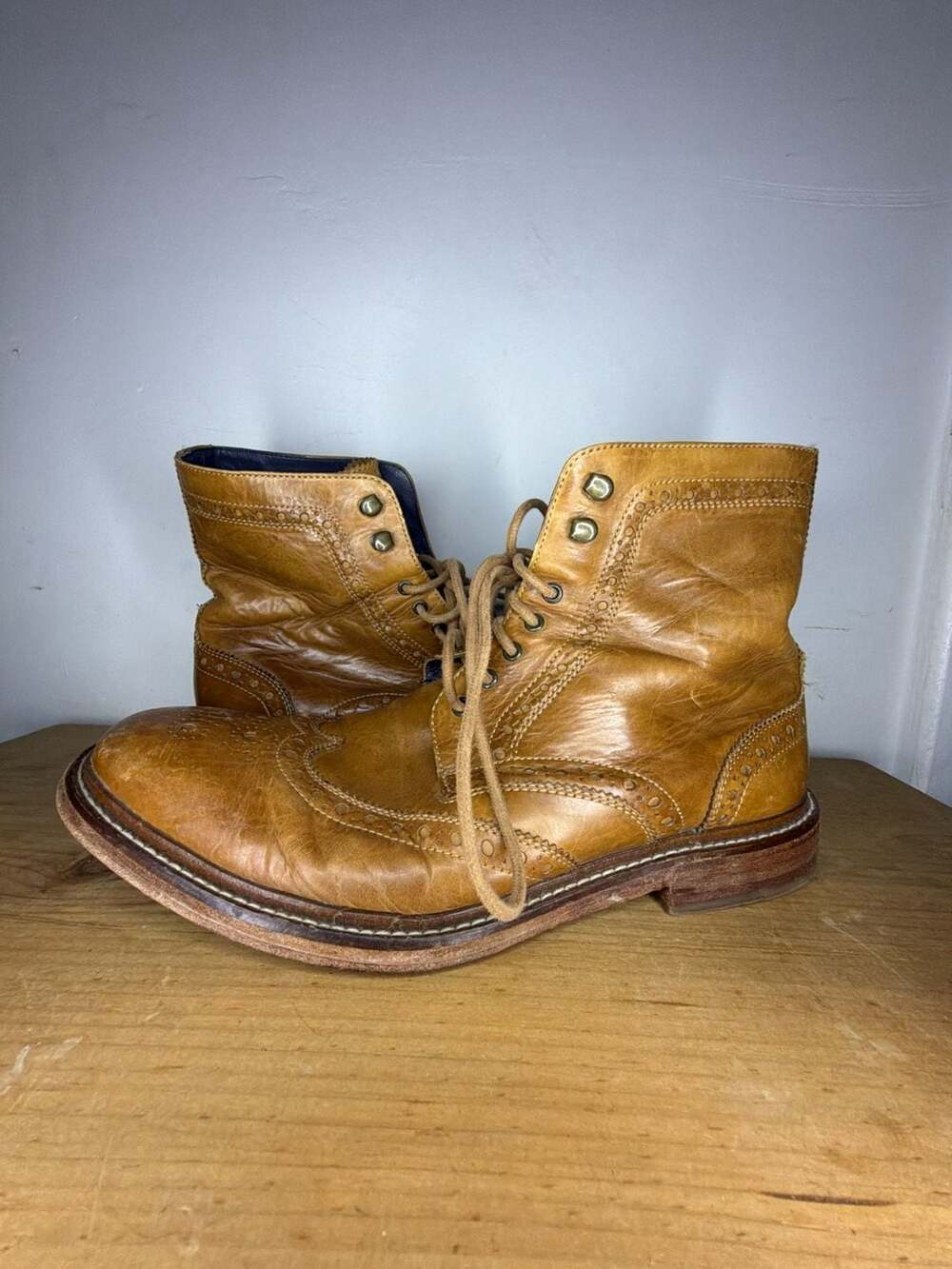 Cole Haan Wingtip Brogue Leather Lace-Up Boots with Nike Air Technology